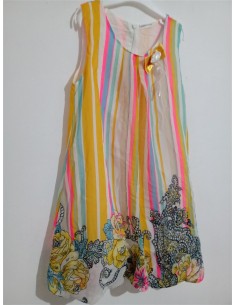 Rochie fara maneci multicolora cu imprimeu flori in partea de jos 2