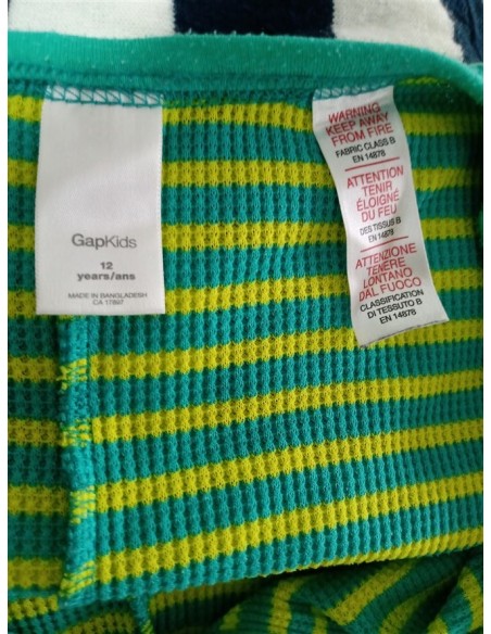 Combinezon verde in dungi cu nasturi pe piept GapKids