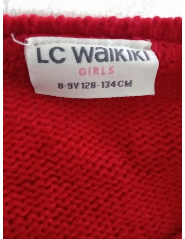 Pulover rosu tricotat fin cu imprimeu ren Lc Waikiki