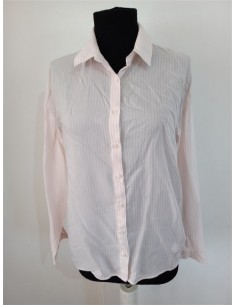 Camasa de dama alba cu dungulite roz Koton