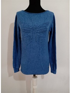 Pulover de dama cu maneca lunga si insertie fluture 3D