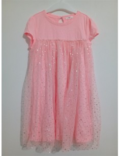 Rochie roz cu tull cu inimioare argintii Girls 2