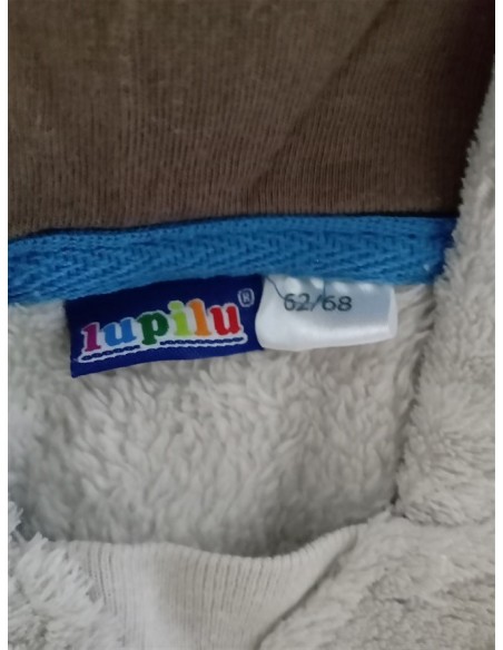 Bluza plusata cu gluga si imprimeu urs Lupilu