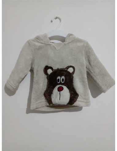 Bluza plusata cu gluga si imprimeu urs Lupilu