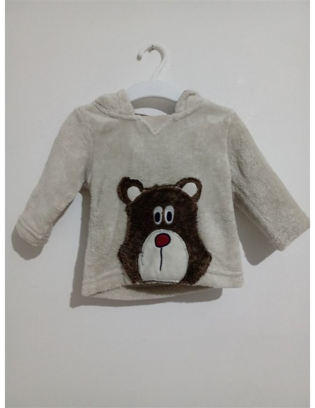 Bluza plusata cu gluga si imprimeu urs Lupilu