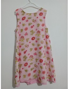 Rochie roz fara maneci cu imprimeu floral 2