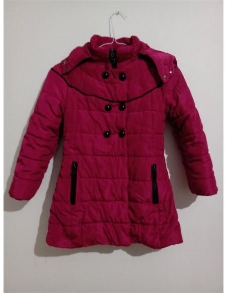 Geaca roz cu gluga si nasturi negrii Hong Wear