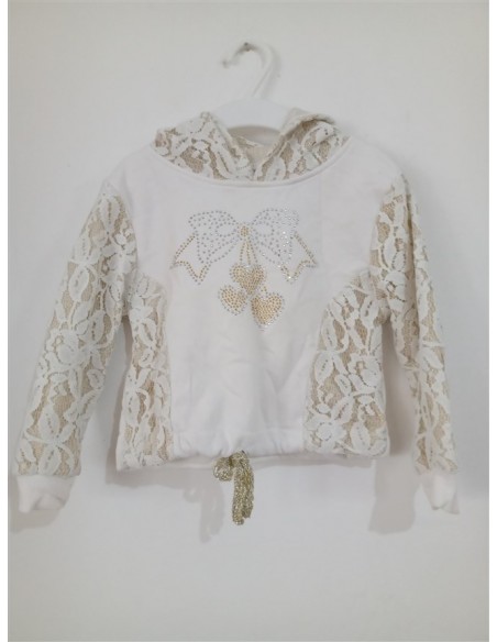 Bluza deosebita cu broderie si imprimeu fundita pe piept