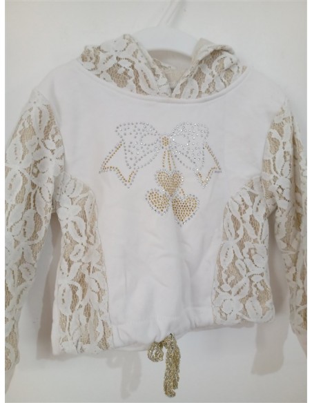 Bluza deosebita cu broderie si imprimeu fundita pe piept