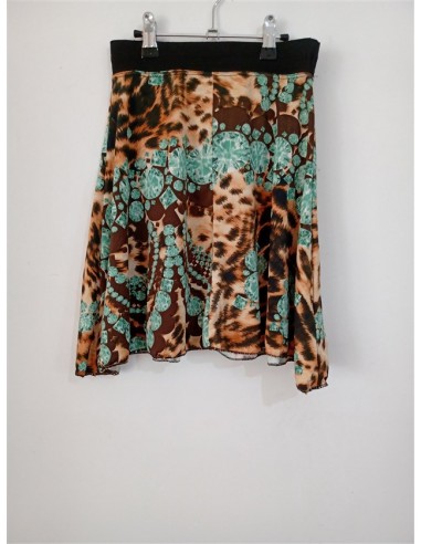Fusta scurta de dama cu elastic negru in talie si imprimeu leopard