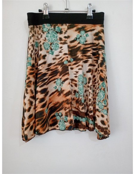 Fusta scurta de dama cu elastic negru in talie si imprimeu leopard