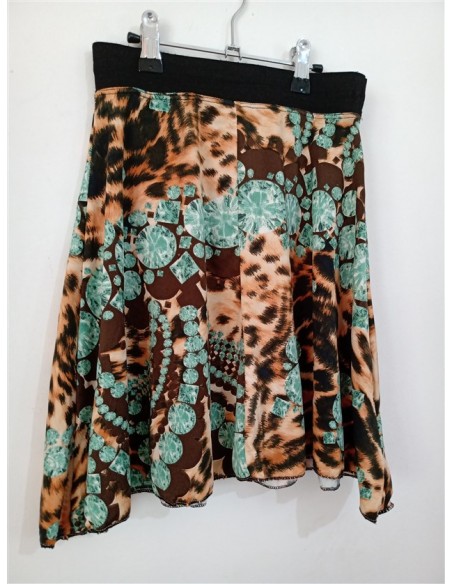 Fusta scurta de dama cu elastic negru in talie si imprimeu leopard