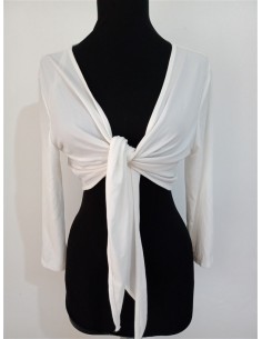 Bolero alb elegant de dama cu maneci lungi Yessica