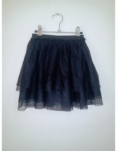 Fusta neagra din tull cu sclipici discret si elastic in talie HM