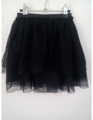 Fusta neagra din tull cu sclipici discret si elastic in talie HM