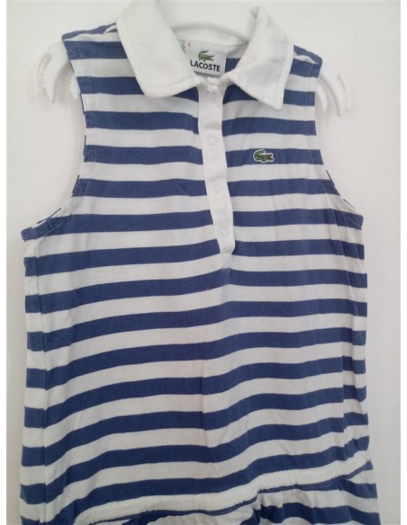 Rochie fara maneci cu guler alb si volane in partea de jos Lacoste