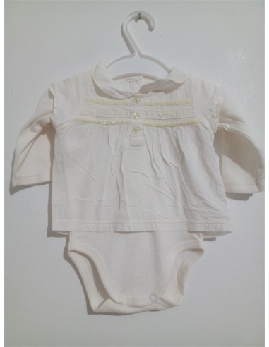 Bluza alba cu guler si body in partea de jos