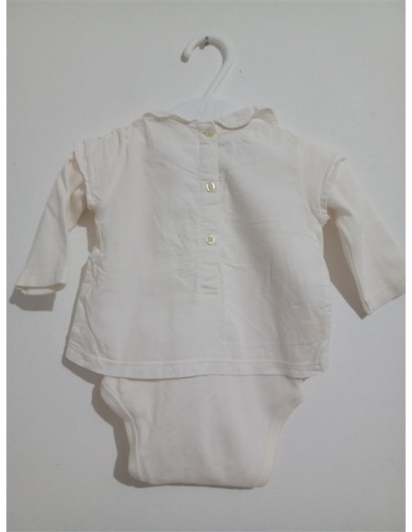 Bluza alba cu guler si body in partea de jos