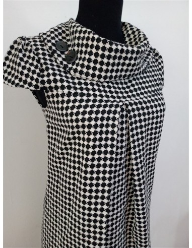 Rochie midi office in doua culori cu guler inalt