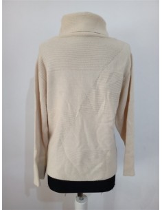 Pulover alb tricotat fin cu guler inalt Canda 2