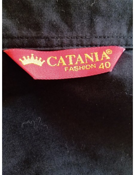 Camasa neagra de dama cu maneca lunga si guler amestec de bumbac Catania