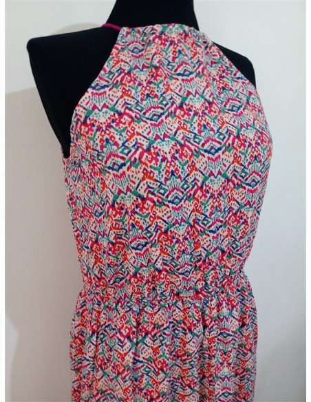 Rochie lunga de vara cu model si snur la baza gatului
