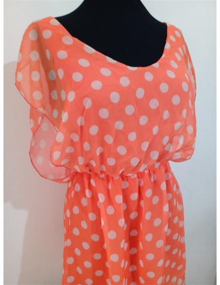 Rochie scurta de plaja cu buline si decolteu