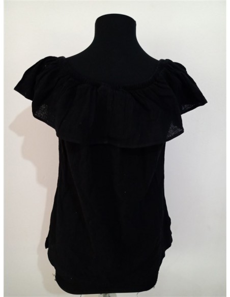 Bluza de vara neagra cu guler si snur