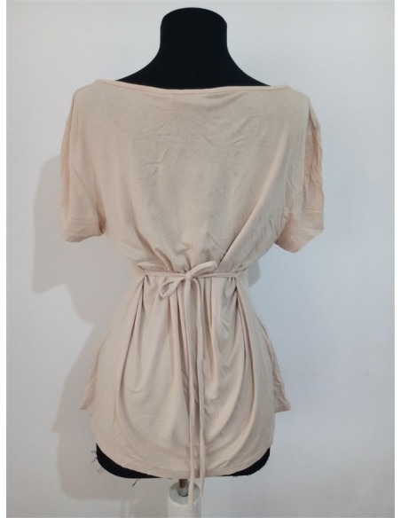 Bluza plisata in fata cu snur la spate maneca scurta decolteu dama TU