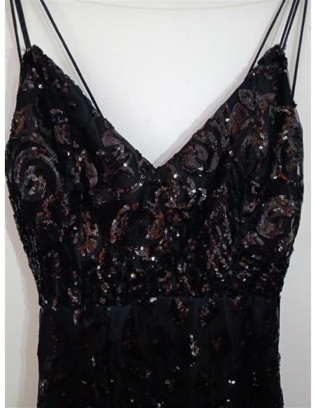 Rochie neagra eleganta de seara cu paiete