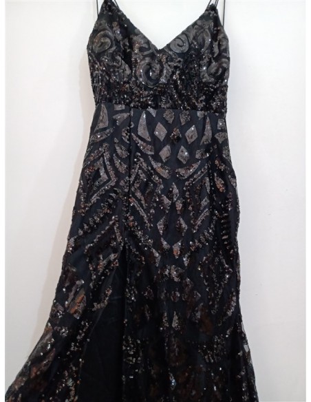 Rochie neagra eleganta de seara cu paiete