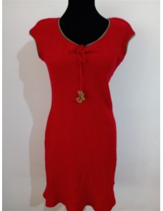 Rochie rosie M.B. tricotata cu maneca scurta