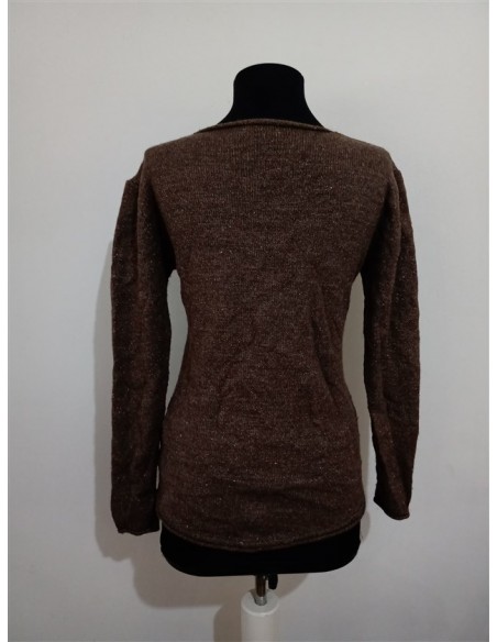 Bluza tricot maro cu imprimeu