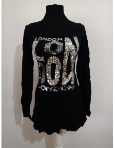 Bluza neagra sport cu scris paiete