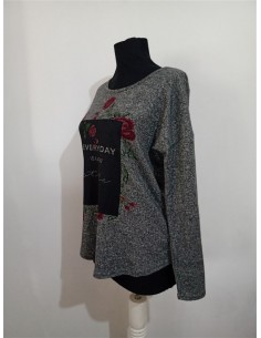 Bluza gri sport cu imprimeu si scris 2