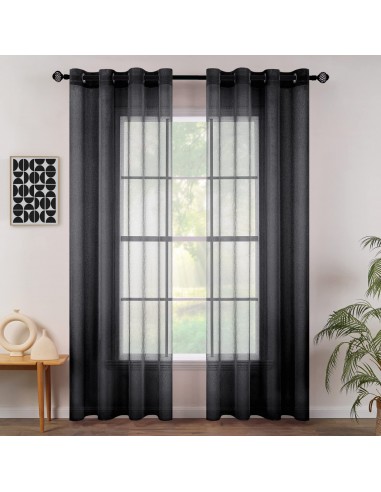 MIULEE Set de 2 Perdele Voile negru