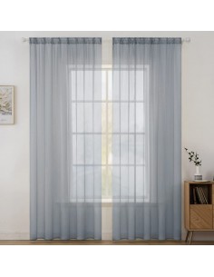 MIULEE Set de 2 Perdele Voile gri inchis