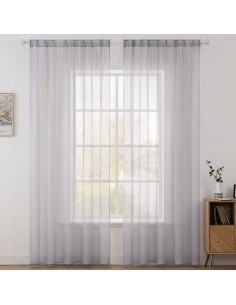 MIULEE Set de 2 Perdele Voile gri deschis