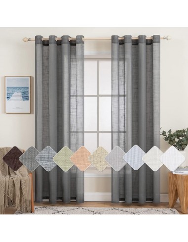 MIULEE Set de 2 Perdele Voile gri inchis 2