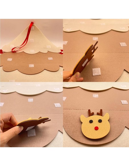 Brad de craciun decorativ din fetru cu accesorii Crem