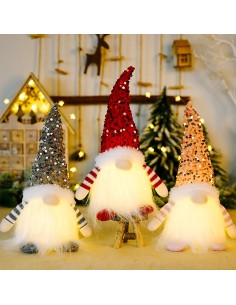 Set 3 Decoratiuni de Craciun, Gnomi cu LED