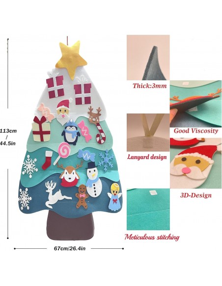 Brad de craciun decorativ din fetru cu accesorii Vernil