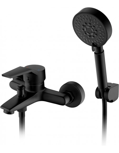Set baterie sanitara cu dus de mana Auralum, design elegant NEGRU