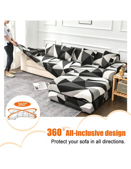 Set huse de canapea coltar SHANNA forme geometrice 3 cu 3