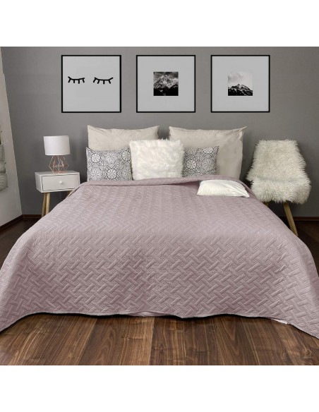Cuvertura de pat HomeLevel 200x220, Old Rose cu model
