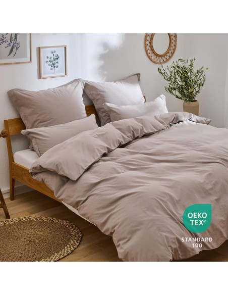 Set lenjerie pat huse pilota si perne OEKO TEX bej 155x220 cm