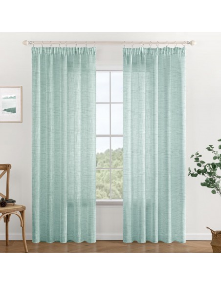 MIULEE Set de 2 Perdele Voile semitransparente Blue