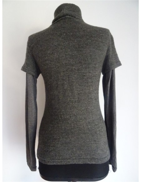 Bluza tricou tip helanca gri dama maneca lunga