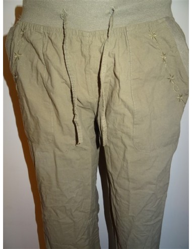 Pantalon lung bej dama Lam SS