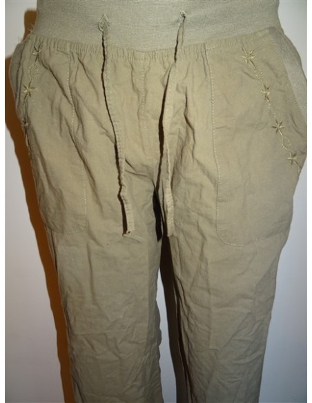 Pantalon lung bej dama Lam SS